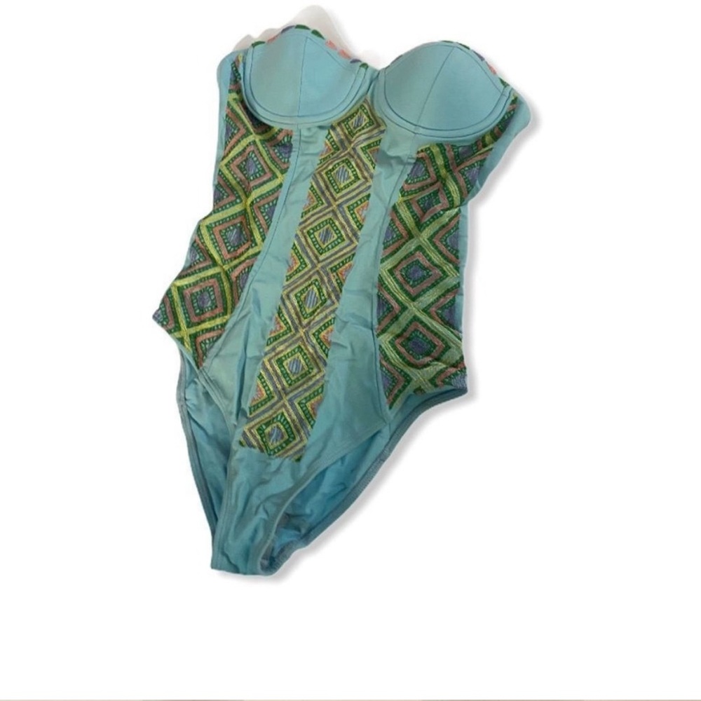 ISO Beach Riot Embroidered one piece swimsuit in size large.